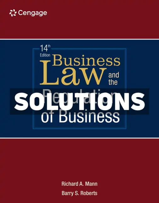 Cover for Business Law and the Regulation of Business 14th Edition Mann Solutions Manual