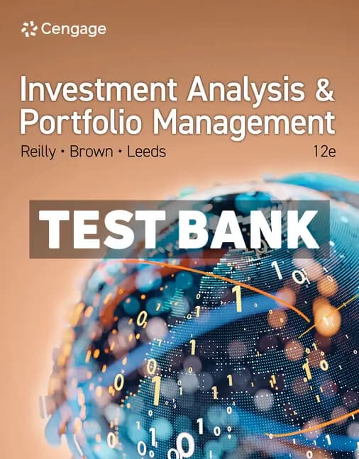 Cover for Investment Analysis and Portfolio Management 12th Edition Reilly Test Bank