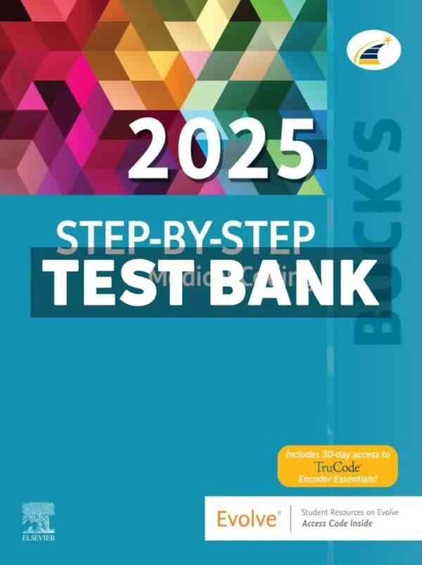 Cover for Bucks Step-by-Step Medical Coding, 2025 Edition 1st Edition Elsevier Test Bank