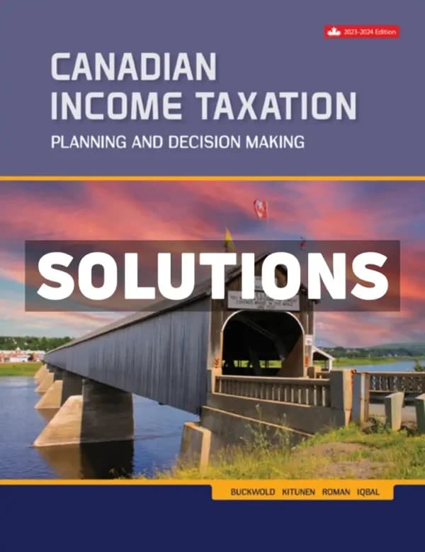 Cover for Canadian Income Taxation 2023-2024 26th Canadian Edition Buckwold Solutions Manual