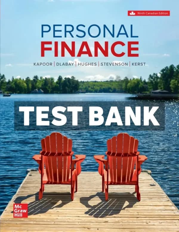 Cover for Personal Finance 9th Canadian Edition Kapoor Test Bank