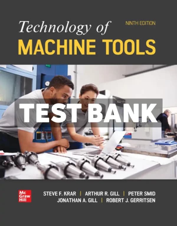 Technology Of Machine Tools 9th Edition Krar Test Bank cover