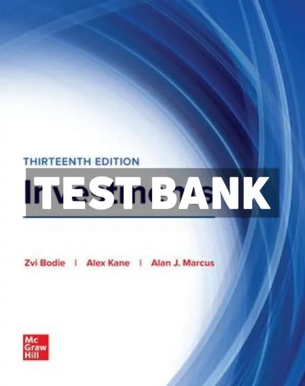 Cover for Investments 13th Edition Bodie Test Bank