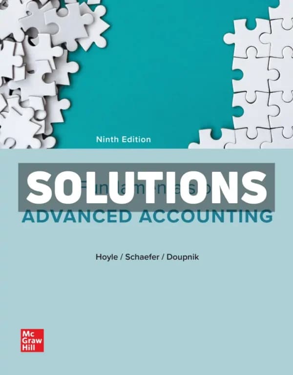 Cover for Fundamentals of Advanced Accounting 9th Edition Hoyle Solutions Manual