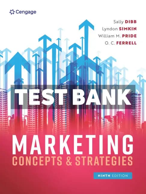 Cover for Marketing Concepts and Strategies 9th Edition Dibb Test Bank