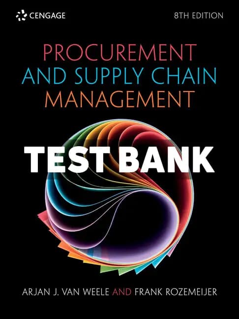 Cover for Procurement and Supply Chain Management 8th Edition Weele Test Bank