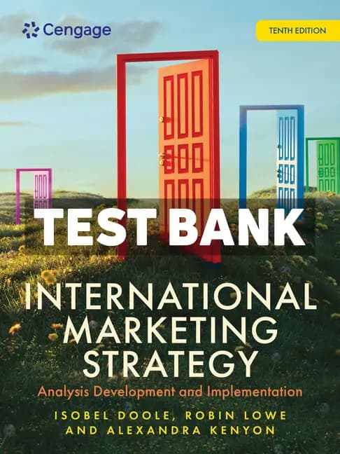 International Marketing Strategy – Analysis Development and Implementation 10th Edition Doole Test Bank cover