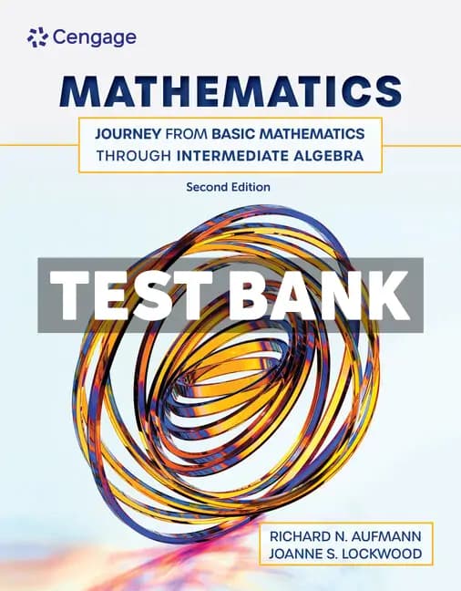 Mathematics – Journey from Basic Mathematics through Intermediate Algebra 2nd Edition Aufmann Test Bank cover
