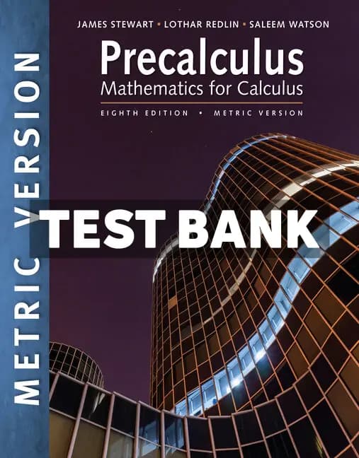 Cover for Precalculus Mathematics for Calculus International Metric Edition 8th Edition Stewart Test Bank