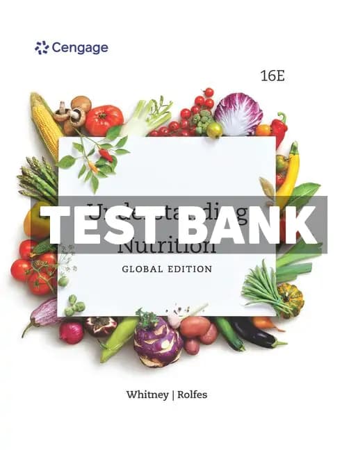 Cover for Understanding Nutrition International Edition 16th Edition Whitney Test Bank