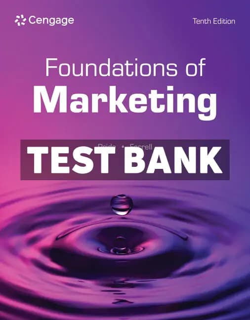 Foundations of Marketing 10th Edition Pride Test Bank cover