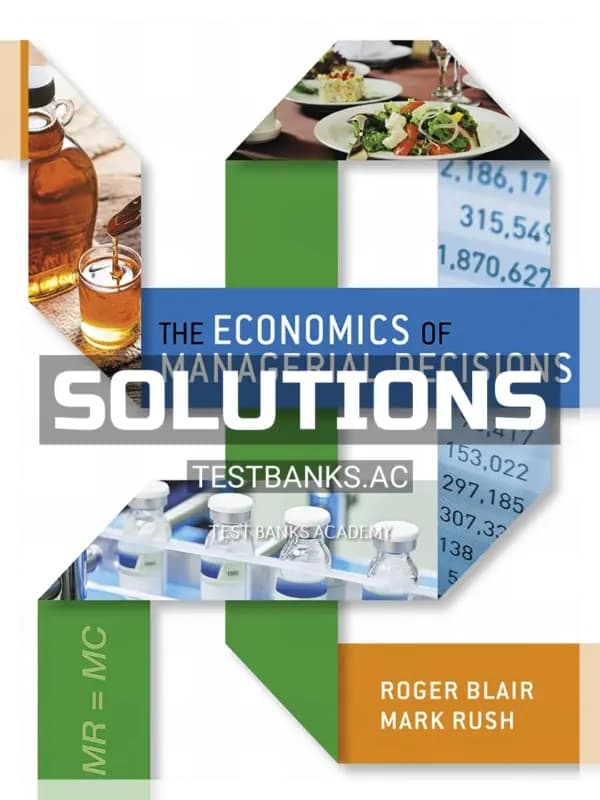 Solutions Manual for Economics of Managerial Decisions 1st Edition by Blair cover