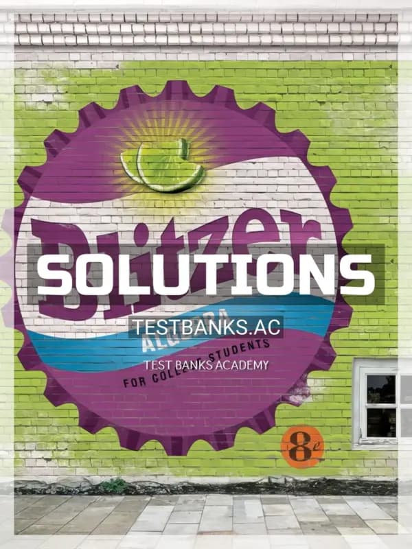 Solutions Manual for Algebra for College Students 8th Edition by Blitzer cover