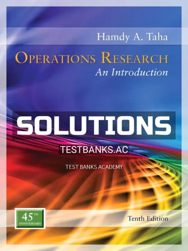 Solutions Manual for Operations Research An Introduction 10th Edition by Taha cover