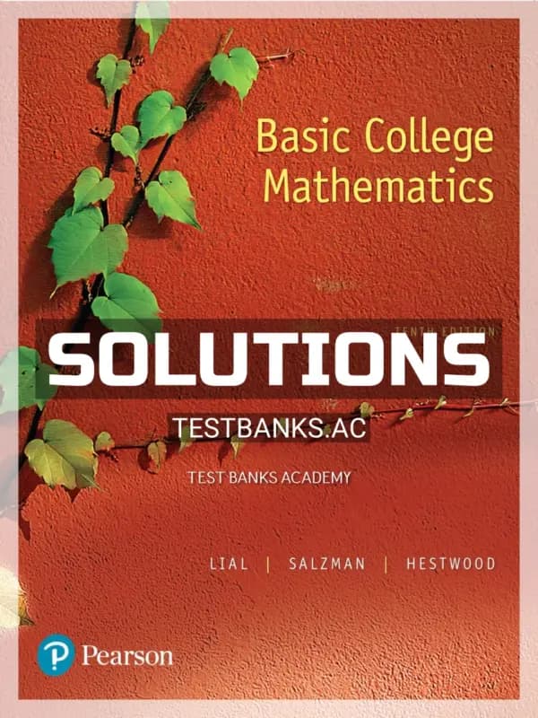 Solutions Manual for Basic College Mathematics 10th Edition by Lial cover
