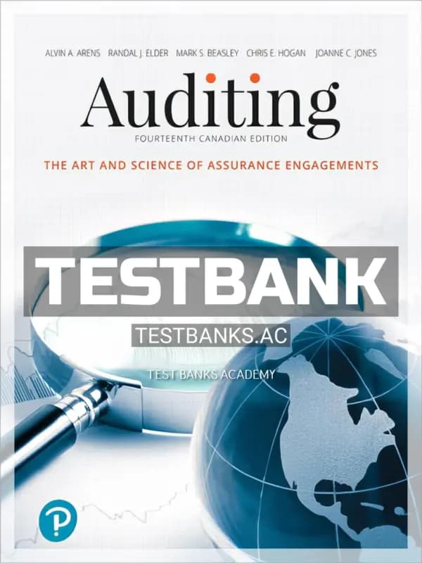 Test Bank for Auditing The Art and Science of Assurance Engagements 14th CA Edition by Arens cover