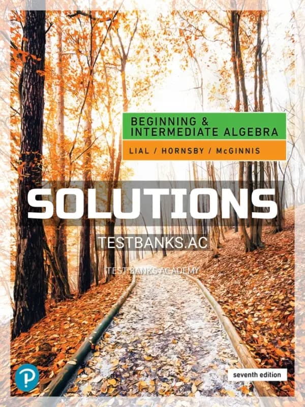 Solutions Manual for Beginning and Intermediate Algebra 7th Edition by Lial cover