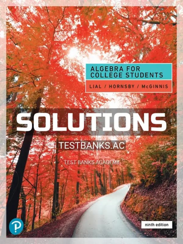 Solutions Manual for Algebra for College Students 9th Edition by Lial cover