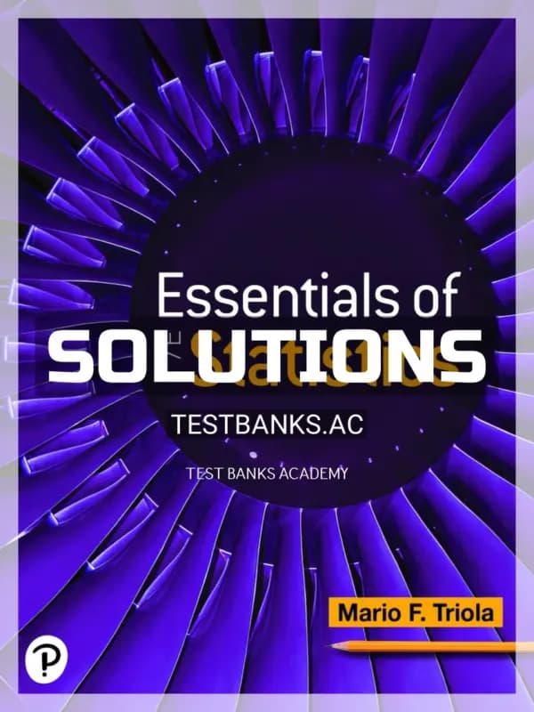 Solutions Manual for Essentials of Statistics 7th Edition by Triola cover