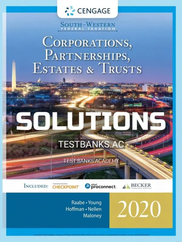 Solutions Manual for South-Western Federal Taxation 2020 Corporations Partnerships Estates and Trusts 43rd Edition by Raabe cover