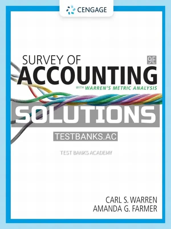 Solutions Manual for Survey of Accounting 9th Edition by Warren cover