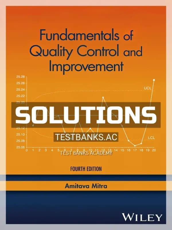 Solutions Manual for Fundamentals of Quality Control and Improvement 4th Edition by Mitra cover