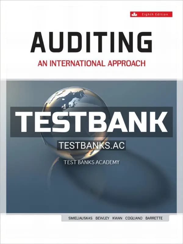 Test Bank for Auditing An International Approach 8th CA Edition by Smieliauskas cover