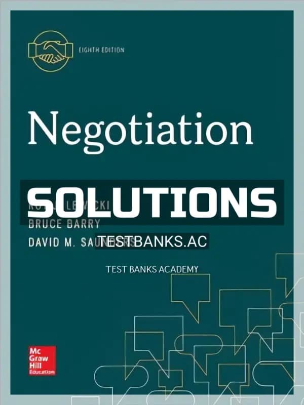 Solutions Manual for Negotiation 8th Edition by Lewicki cover