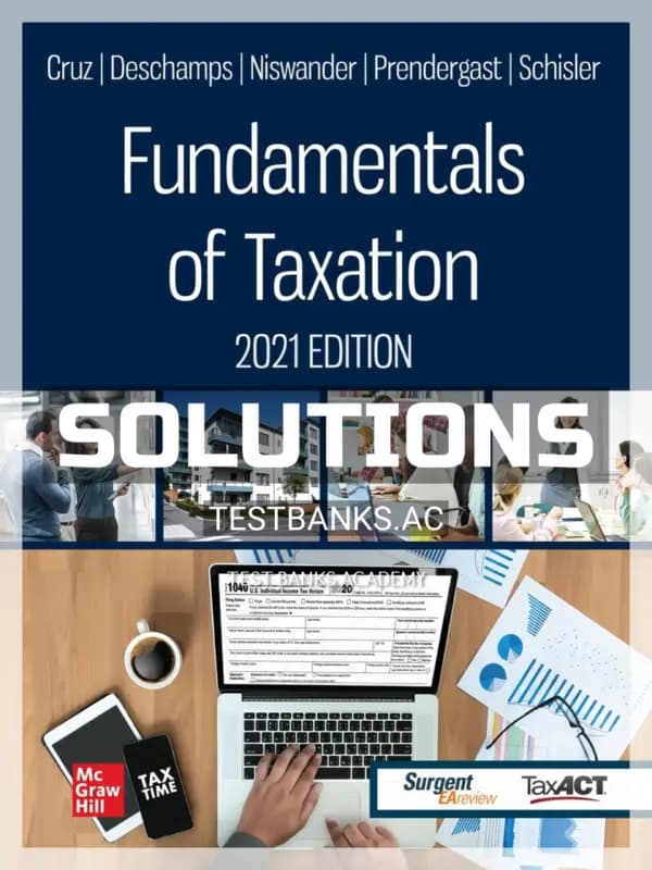 Solutions Manual for Fundamentals of Taxation 2021 14th Edition by Cruz cover
