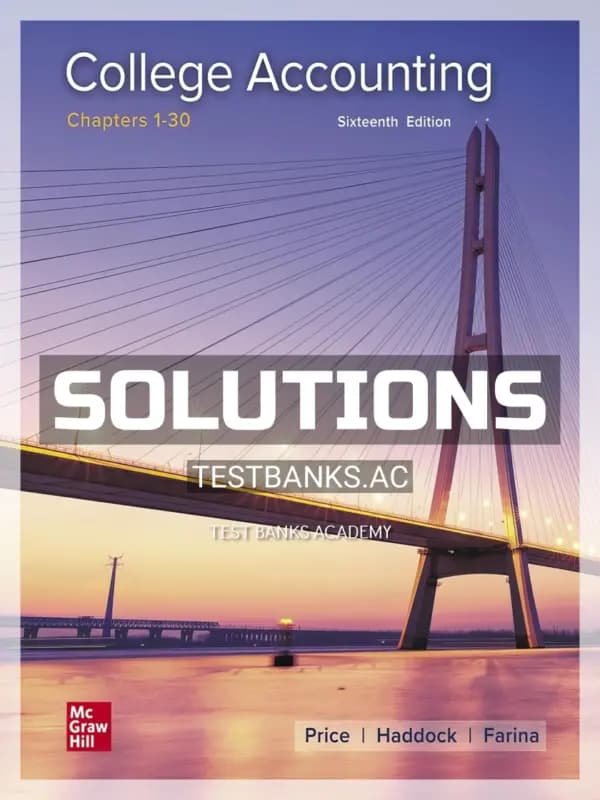 Solutions Manual for College Accounting 16th Edition by Price cover
