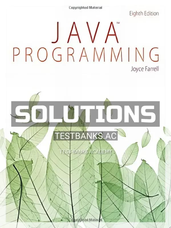 Solutions Manual for Java Programming 8th Edition by Joyce Farrell cover