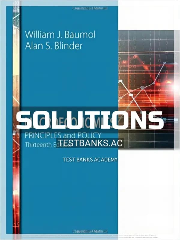 Solutions Manual for Macroeconomics Principles and Policy 13th Edition by Baumol cover