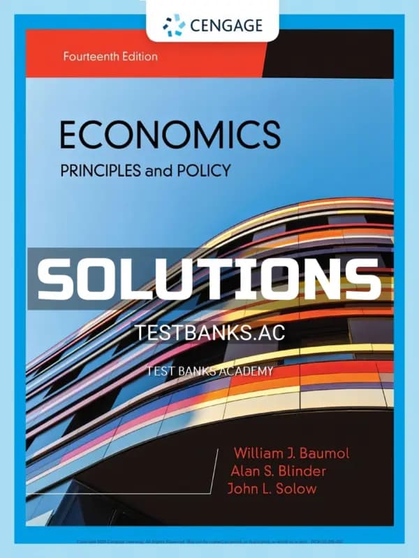 Solutions Manual for Economics Principles & Policy 14th Edition by Baumol cover
