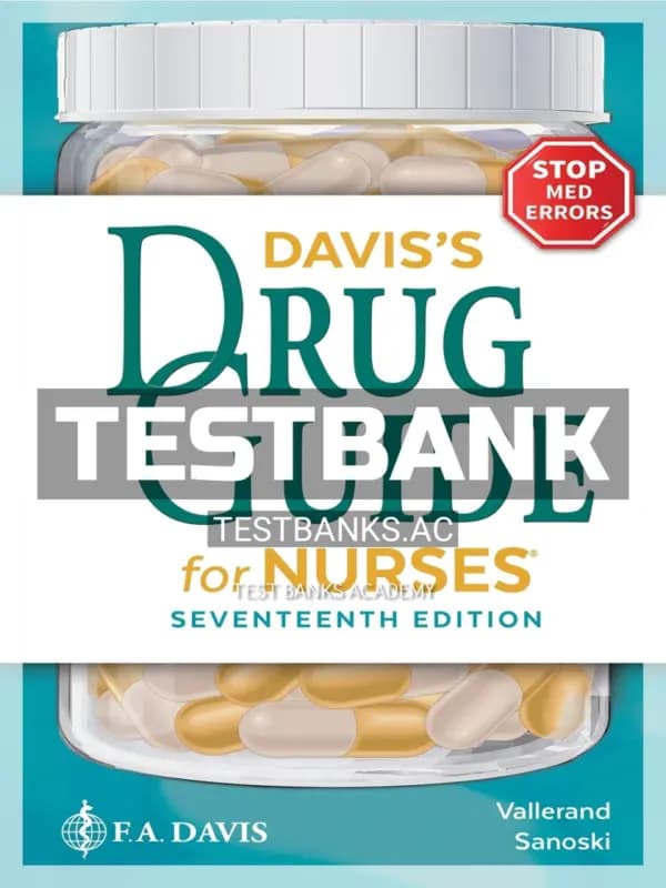 Test Bank for Davis’s Drug Guide for Nurses 17th Edition by Vallerand cover