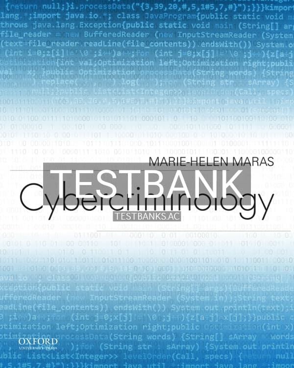 Test Bank for Cybercriminology 1st US Edition by Maras cover