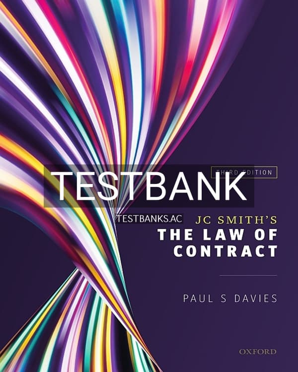 Test Bank for JC Smiths The Law of Contract 3rd US Edition by Davies cover