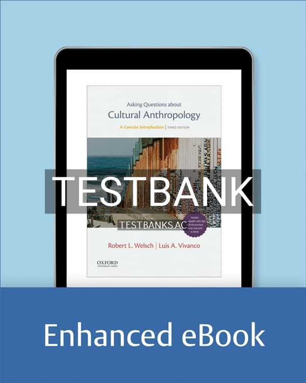Test Bank for Asking Questions About Cultural Anthropology 3rd US Edition by Welsch cover