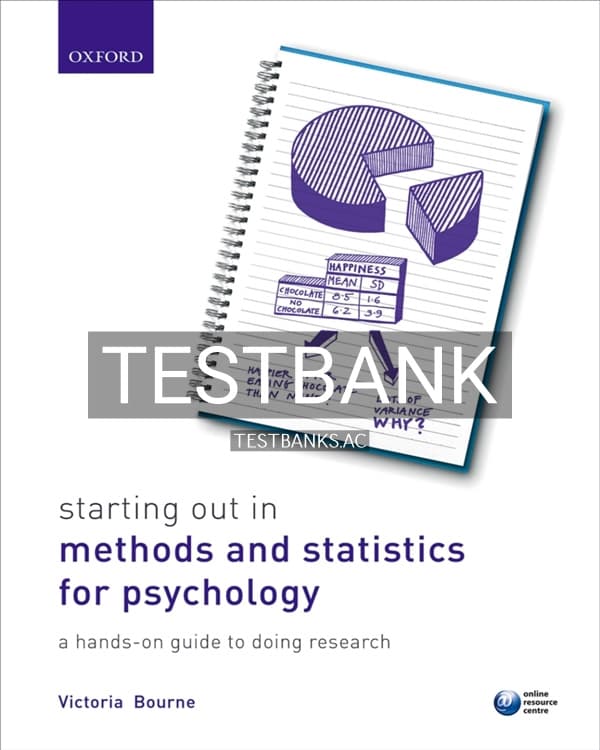 Test Bank for Starting Out in Methods and Statistics for Psychology 1st US Edition by Bourne cover