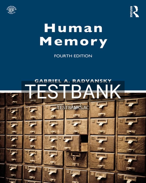 Test Bank for Human Memory 4th US Edition by Radvansky cover