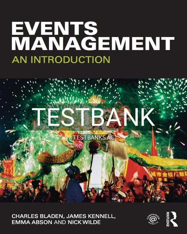 Test Bank for Events Management 1st US Edition by Bladen cover