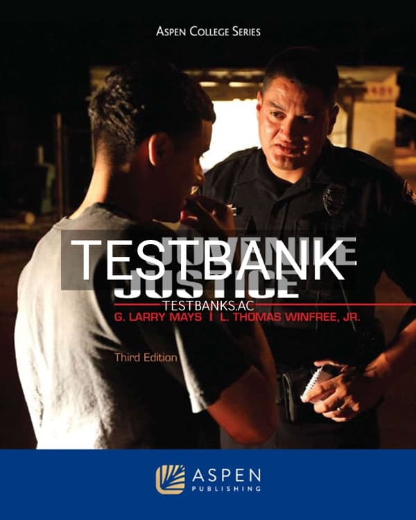 Test Bank for Juvenile Justice 3rd US Edition by Mays cover