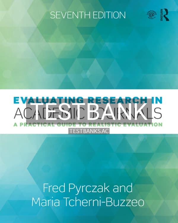 Test Bank for Evaluating Research in Academic Journals 7th US Edition by Tcherni-Buzzeo cover