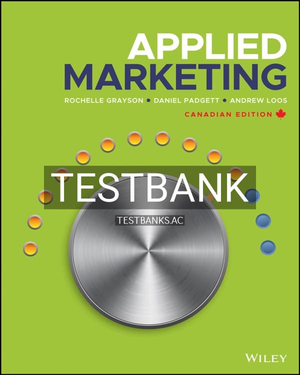 Test Bank for Applied Marketing 1st CA Edition by Grayson cover