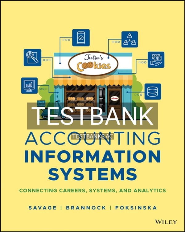 Test Bank for Accounting Information Systems Connecting Careers Systems and Analytics 1st US Edition by Savage cover