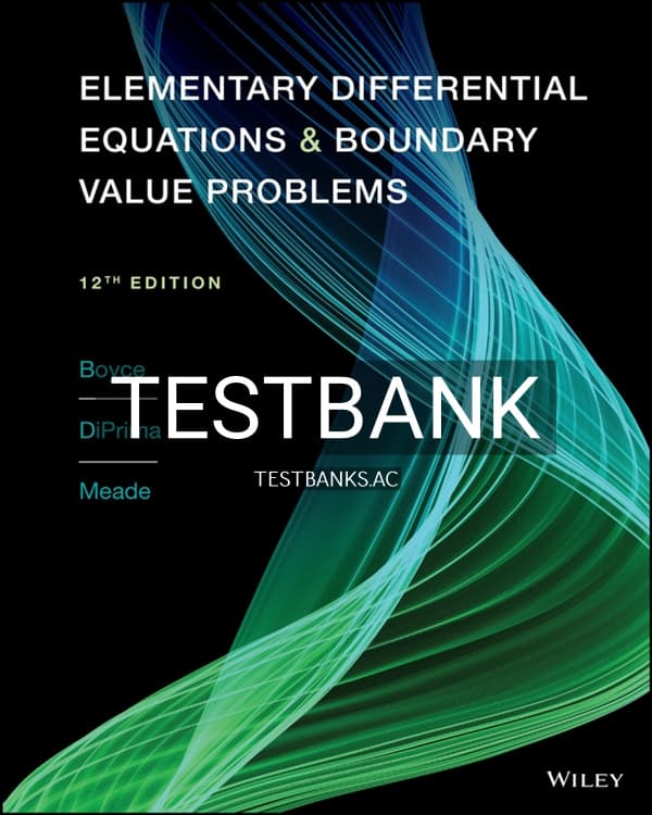 Test Bank for Elementary Differential Equations 12th US Edition by Boyce cover