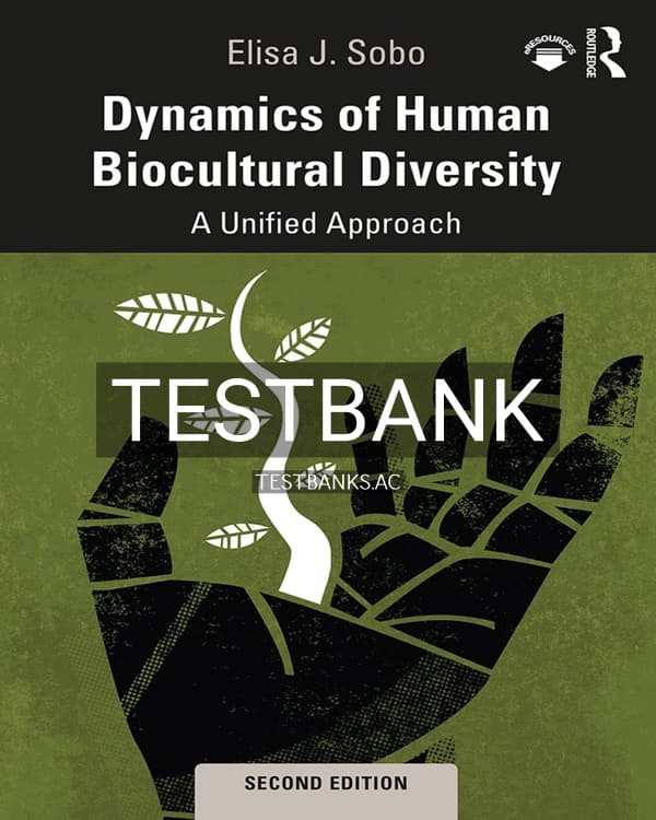 Test Bank for Dynamics of Human Biocultural Diversity 2nd US Edition by Sobo cover