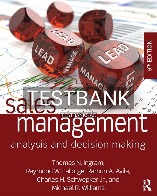 Test Bank for Sales Management 9th US Edition by Ingram cover