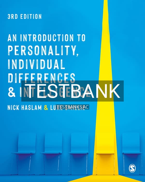 Test Bank for An Introduction to Personality Individual Differences and Intelligence 3rd US Edition by Haslam cover
