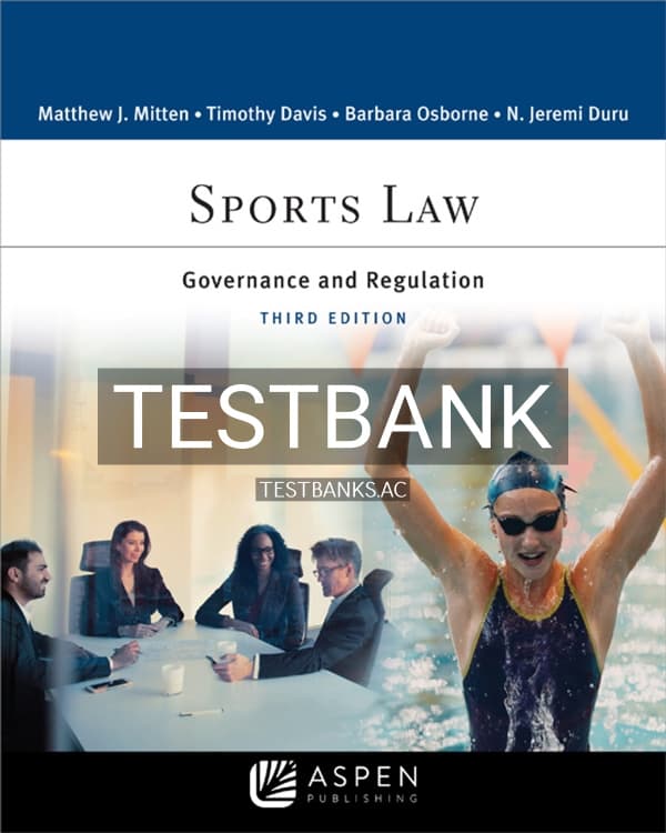 Test Bank for Sports Law 3rd US Edition by Mitten cover