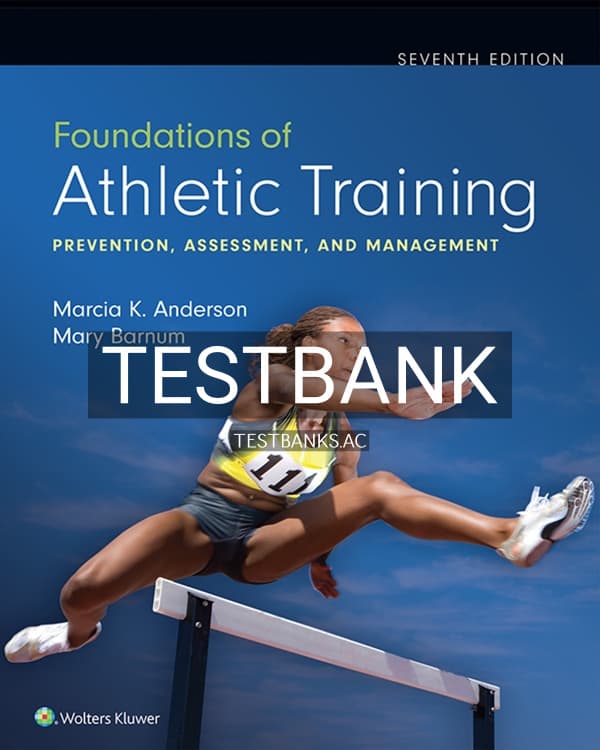 Test Bank for Foundations of Athletic Training 7th US Edition by Anderson cover